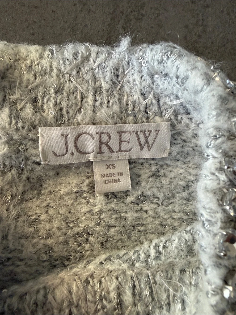 J. Crew Sparkle Embellished Crewneck Sweater